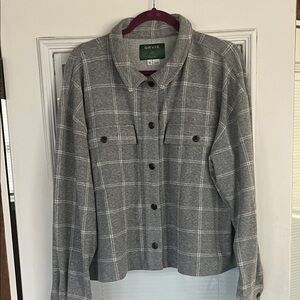 NWOT Orvis Women's Heather Gray Checkered Waist Length Shirt Jacket